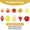 10Pcs 10 Styles Autumn Theme Resin Pendants FIND-YW0005-42-2