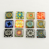Floral Pattern Glass Flatback Square Cabochons for DIY Projects X-GGLA-S022-15mm-37-1