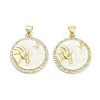 Brass Micro Pave Clear Cubic Zirconia Pendants KK-L213-010G-11-1