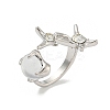 Star Zinc Alloy Rhinestone Open Cuff Ring RJEW-Z048-02P-02-1