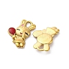 304 Stainless Steel Enamel Rabbit with Mirror Charms STAS-B085-34G-3