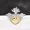 Gothic Style Brass Micro Pave Clear Cubic Zirconia Cuff Rings for Women RJEW-U051-02A-GP-1