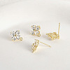 Brass Micro Pave Cubic Zirconia Stud Earring Findings LS-KK-Z094-07G-1