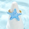 Brass Enamel Adjustable Cuff Rings for Women RJEW-G357-01J-2