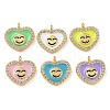 Rack Plating Brass Micro Pave Clear Cubic Zirconia with Enamel Charms KK-G515-12B-1