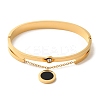 Enamel Flat Round Charms Bangles BJEW-F474-17G-2