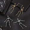 FIBLOOM 2 Pairs 2 Colors Alloy Skeleton Skull  Dangle Stud Earrings for Halloween EJEW-FI0001-11-7