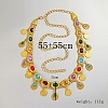 Ethnic Style Alloy with Acrylic Colorful Oval Link Chain Teardrop Tassel Waist Belly Chains for Women FS-WGB9AE6-01-5