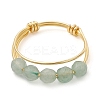 Natural Round Green Aventurine Beaded Finger Rings RJEW-TA00118-04-1