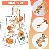 8Pcs Thanksgiving Day Alloy & Acrylic Pendant Decorations HJEW-SC0001-76D-2