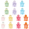 14Pcs 7 Colors Spray Painted Alloy Beads with Glitter Sheet FIND-SC0013-91-1