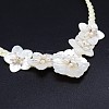 Natural Flower Pearl Beads Bib Statement Necklaces NJEW-P117-06A-2