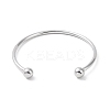 Non-Tarnish Screw End Ball 304 Stainless Steel Wire Open Cuff Bangle LS-BJEW-F435-02P-3