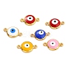 Golden Plated Brass Enamel Links Connectors KK-P197-01A-G-1