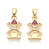 Brass Micro Pave Cubic Zirconia Pendants KK-N257-69G-1