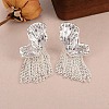 Butterfly Wing Brass Tassel Stud Earrings for Women EJEW-U055-16PS-1
