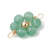 7Pcs 7 Styles Natural Carnelian & Topaz Jade & Amethyst & Rose Quartz & Green Aventurine & Lapis Lazuli & Flower Amazonite & Brass Round Beaded Flower Connector Charms PALLOY-JF03465-5
