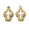 304 Stainless Steel Pave Natural White Shell Cross Charms STAS-S163-26G-1