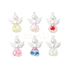 6Pcs 6 Colors Glass Enamel Pendants PALLOY-JF04112-1