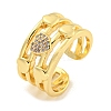 Brass Micro Pave Clear Cubic Zirconia Heart Open Cuff Ring for Women LS-RJEW-M173-09A-G-1