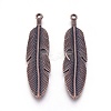 Tibetan Style Alloy Feather Big Pendants TIBEP-A12720-R-NR-2