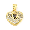 Heart Rack Plating Brass Micro Pave Cubic Zirconia Charms KK-Z053-17G-06-1