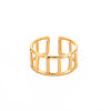Ion Plating(IP) 304 Stainless Steel Rectangle Hollow Open Cuff Ring for Women RJEW-S405-161G-1