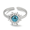 304 Stainless Steel Synthetic Turquoise Cuff Rings G-Z056-01P-04-2