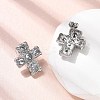 6 Pairs 304 Stainless Steel Cubic Zirconia Cross Stud Earrings EJEW-P330-01A-3