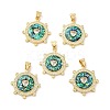 Rack Plating Brass Micro Pave Cubic Zirconia with Synthetic Opal Pendants KK-D088-35G-1