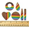 12Pcs 6 Styles Pride Rainbow Theme Resin & Walnut Wood Pendants WOOD-FS0001-32-5