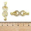 Brass with Clear Cubic Zirconia Fold Over Clasps KK-Z080-04G-3