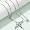 Christian Upside Down Cross & Star Alloy Pendant Pendant Twisted Chain Necklaces for Women LS-NJEW-NH0001-03P-2