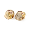 Brass Micro Pave Cubic Zirconia Beads KK-E068-VB482-1-2