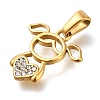 Ion Plating(IP) 304 Stainless Steel Rhinestone Pendants STAS-Z113-08G-2