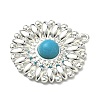 304 Stainless Steel with Dyed Synthetic Turquoise Pendants STAS-G374-05S-18-2