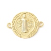 Brass Saint Benedict Medal Connector Charms KK-P294-02G-1