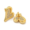 Heart Brass Pave Clear Cubic Zirconia Stud Earrings for Women EJEW-N054-42G-2