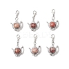 Teapot Alloy Wood Pendant Decorations HJEW-JM03394-2