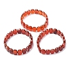 Dyed & Heated Natural Carnelian Faceted Beaded Stretch Bracelets for Women BJEW-K251-07O-4