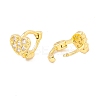 Clear Cubic Zirconia Heart Hinged Hoop Earrings EJEW-I266-07G-2