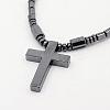 Fashionable Magnetic Synthetic Hematite Necklaces LS-NJEW-K006-21-2
