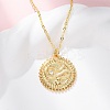 Brass Micro Pave Clear Cubic Zirconia Flat Round with Snake Pendant Necklaces LS-NJEW-S438-02A-G-2