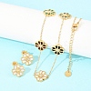 304 Stainless Steel with Resin Flower Link Chain Necklaces & Stud Earrings SJEW-Z005-02G-03-1