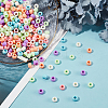240g 6 Colors Acrylic Large Hole Beads Candy Color Flat Round/Disc SACR-CA0001-09-4