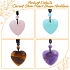 FIBLOOM 4Pcs 4 Style Heart Natural & Synthetic Mixed Gemstone Pendant Necklace with Nylon Cords NJEW-FI0001-50-3