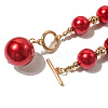 ABS Plastic Imitation Pearl Round Beaded Pendant Necklaces & Dangle Earrings Sets for Women WGD1C77-04-2