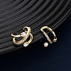 Brass Micro Pave Clear Cubic Zirconia C-Shaped Cuff Earrings EJEW-D328-08G-1