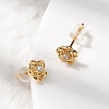 Flower Brass Micro Pave Clear Cubic Zirconia Stud Earrings EJEW-P331-05G-3