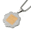 201 Stainless Steel Arabic Elements Flower Pendant Box Chain Necklaces NJEW-D089-01P-01-1